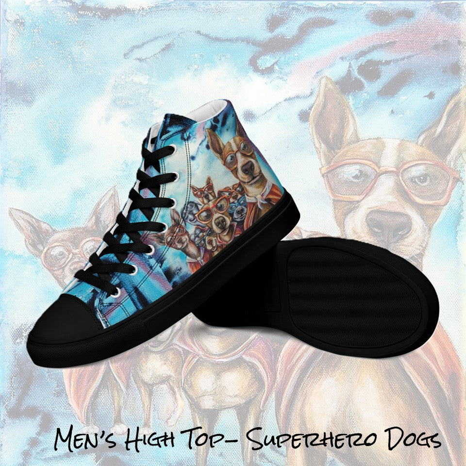 Men's High Top- Superhero Dogs