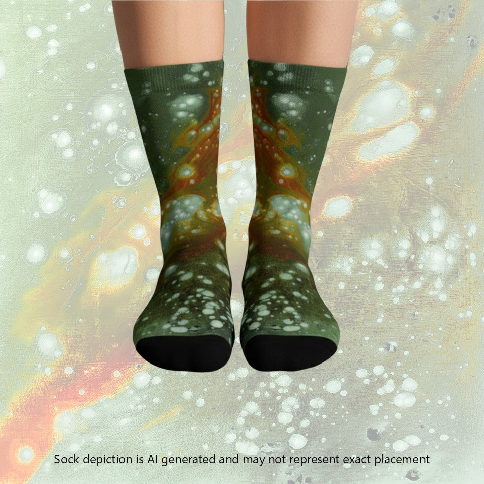 Crew socks- Galaxy Green a.k.a. Surface of Mercury