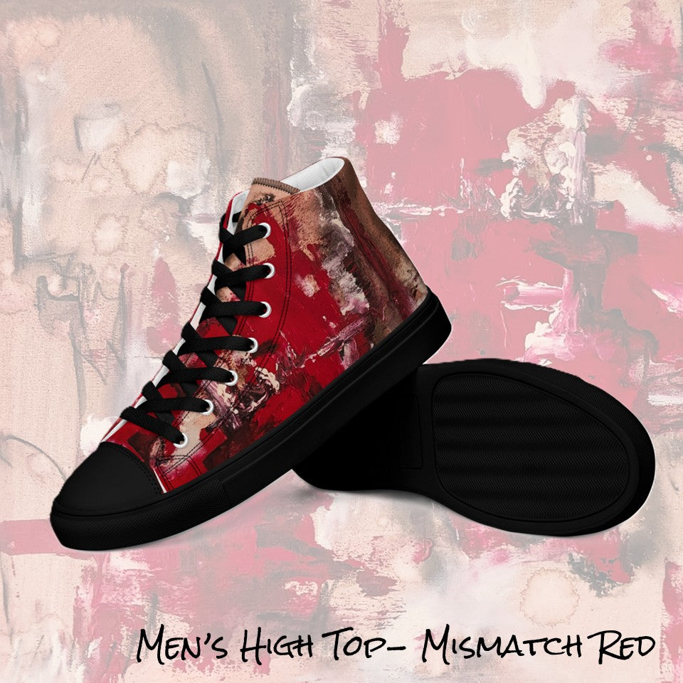 Men's High Top- Mismatch Red