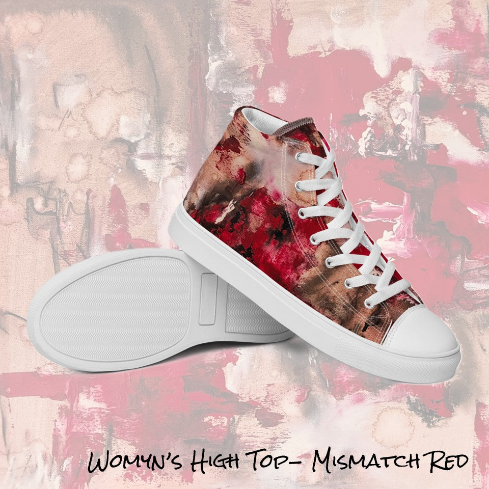 Womyn's High Top- Mismatch Red