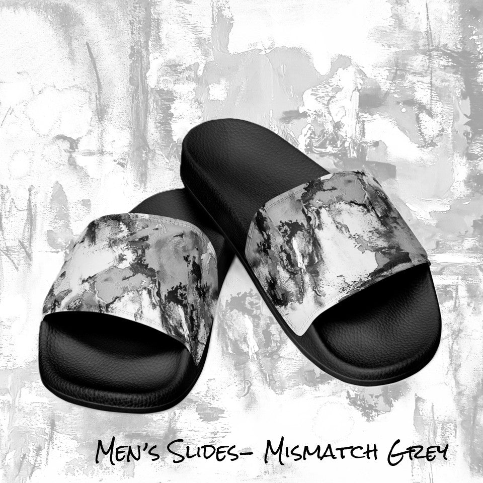 Men's Slides- Mismatch Grey