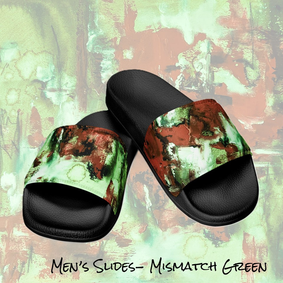 Men's Slides- Mismatch Green