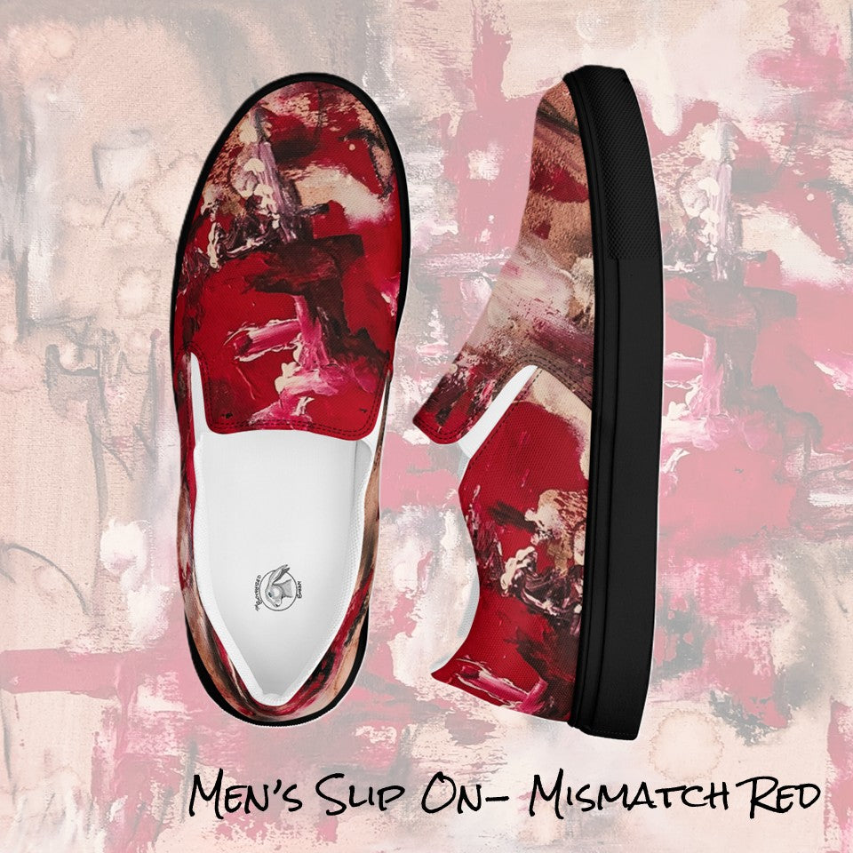 Men's Slip On- Mismatch Red