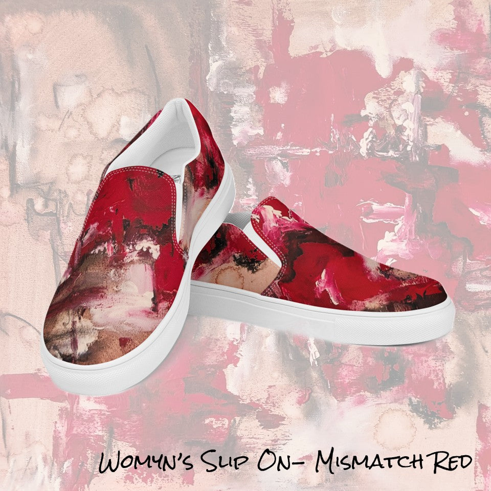 Womyn's Slip On- Mismatch Red