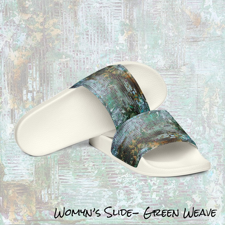 Womyn's slides- Weave Green