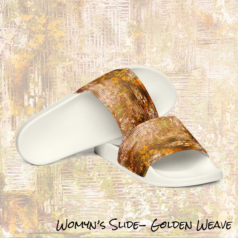 Womyn's slides- Weave Golden