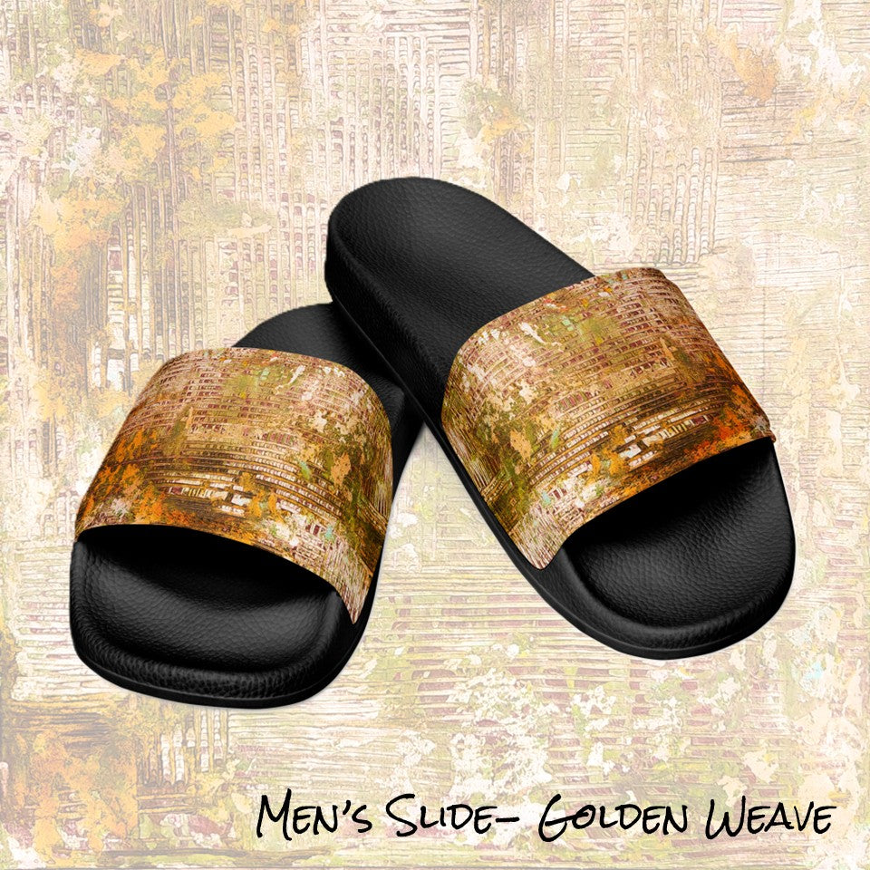 Men's slides- Weave Golden