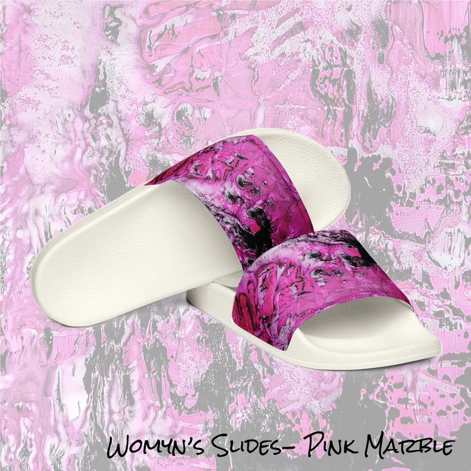Womyn's slides- Pink Marble