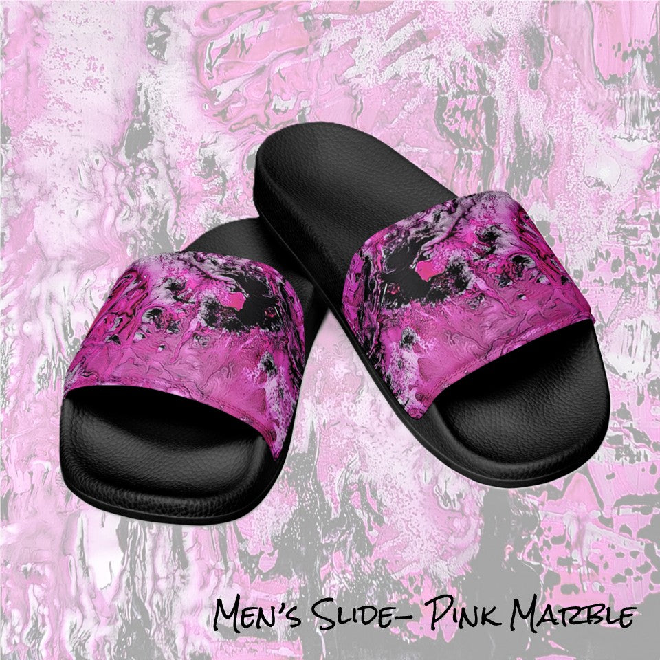 Men's slides- Pink Marble