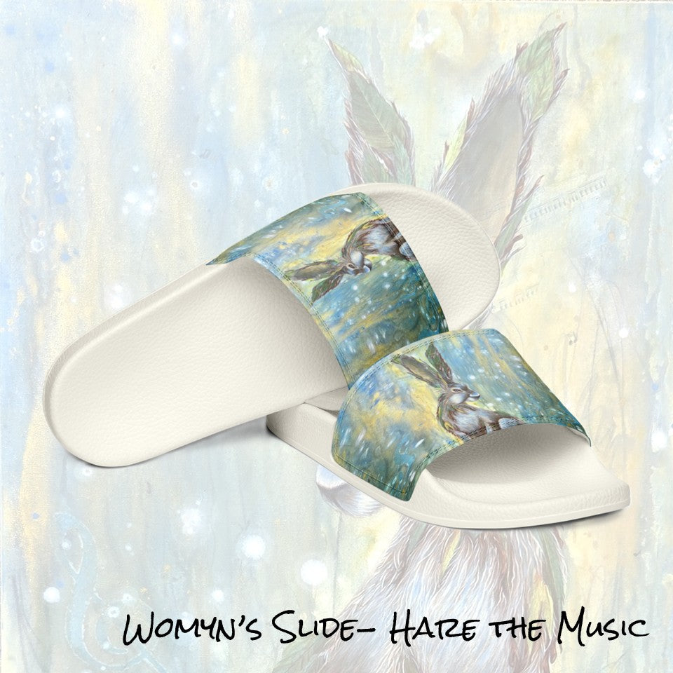 Womyn's slides- Hare the Music