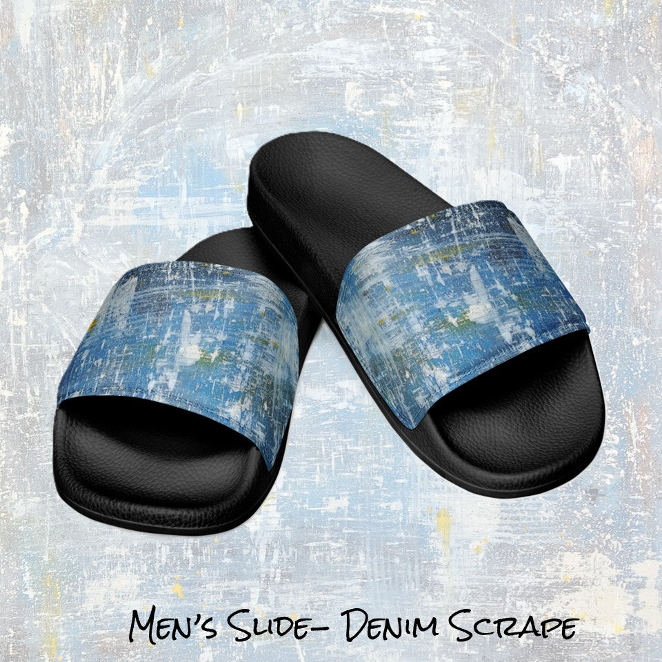 Men's slides- Denim Scrape