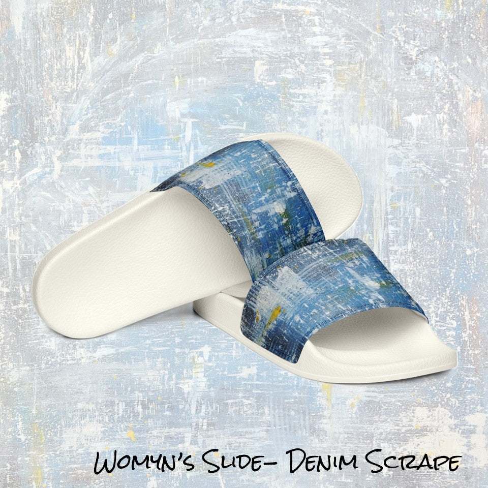 Womyn's Slides- Denim Scrape