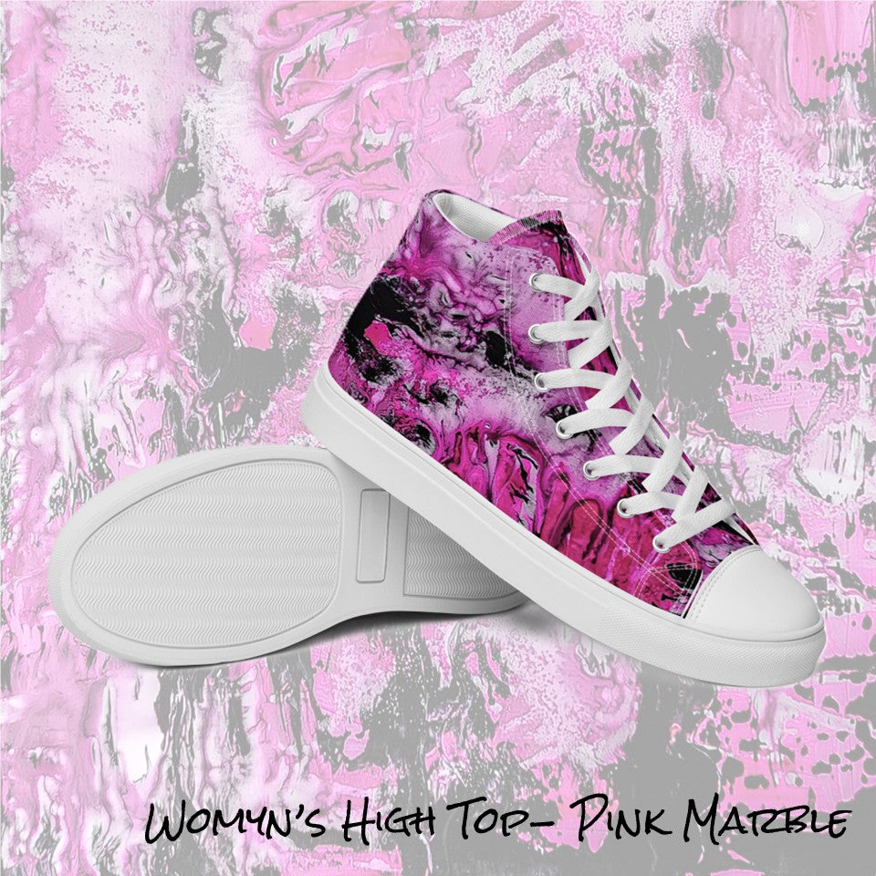 Womyn's High Top- Pink Marble
