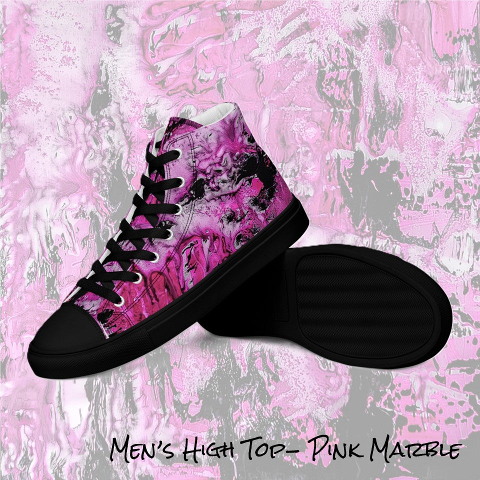 Men's High Top- Pink Marble