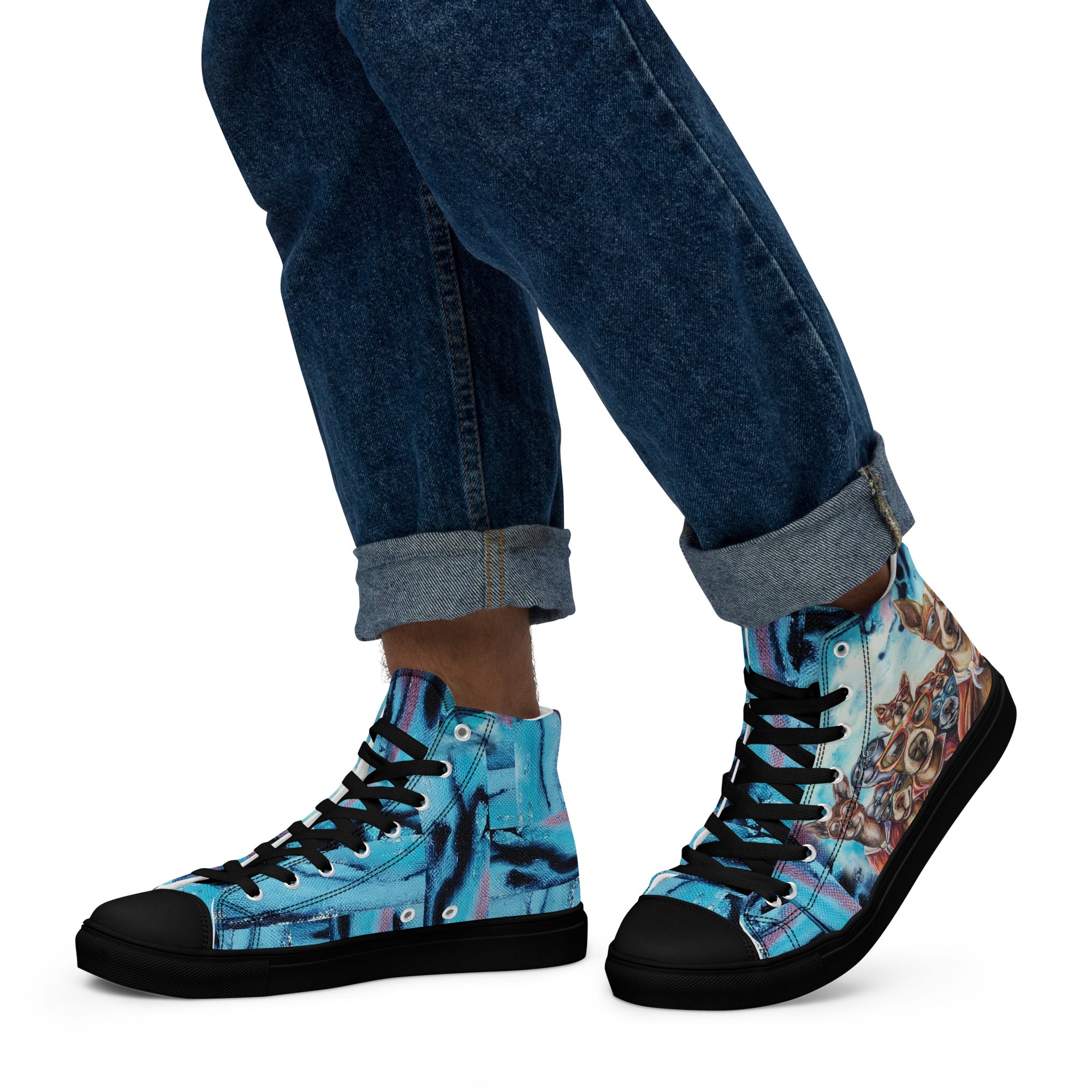 Men's High Top- Superhero Dogs