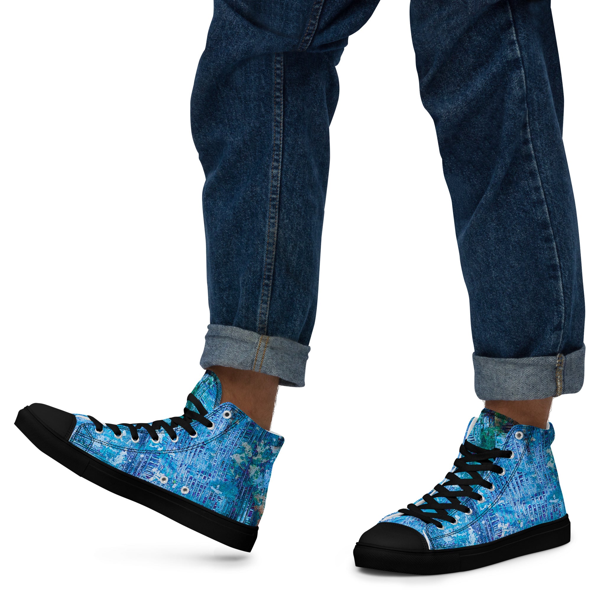 Men's High Top- Weave Blue