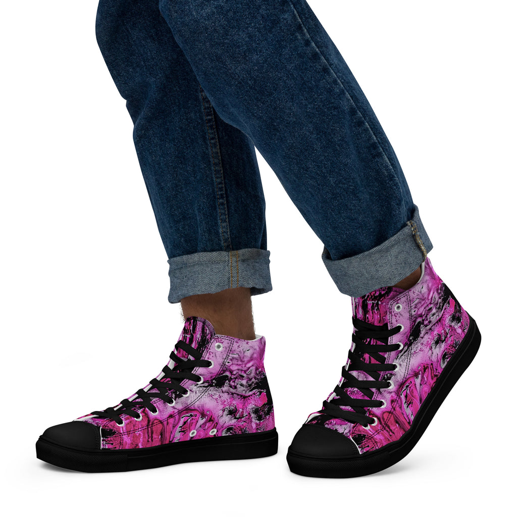 Men's High Top- Pink Marble