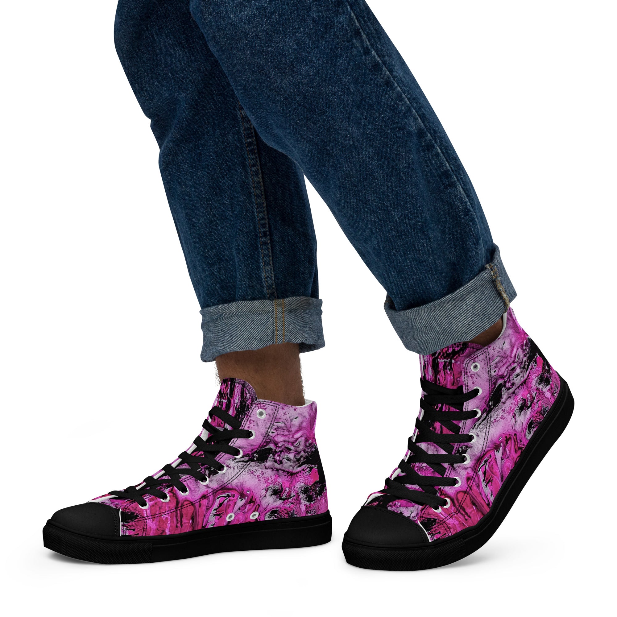 Men's High Top- Pink Marble