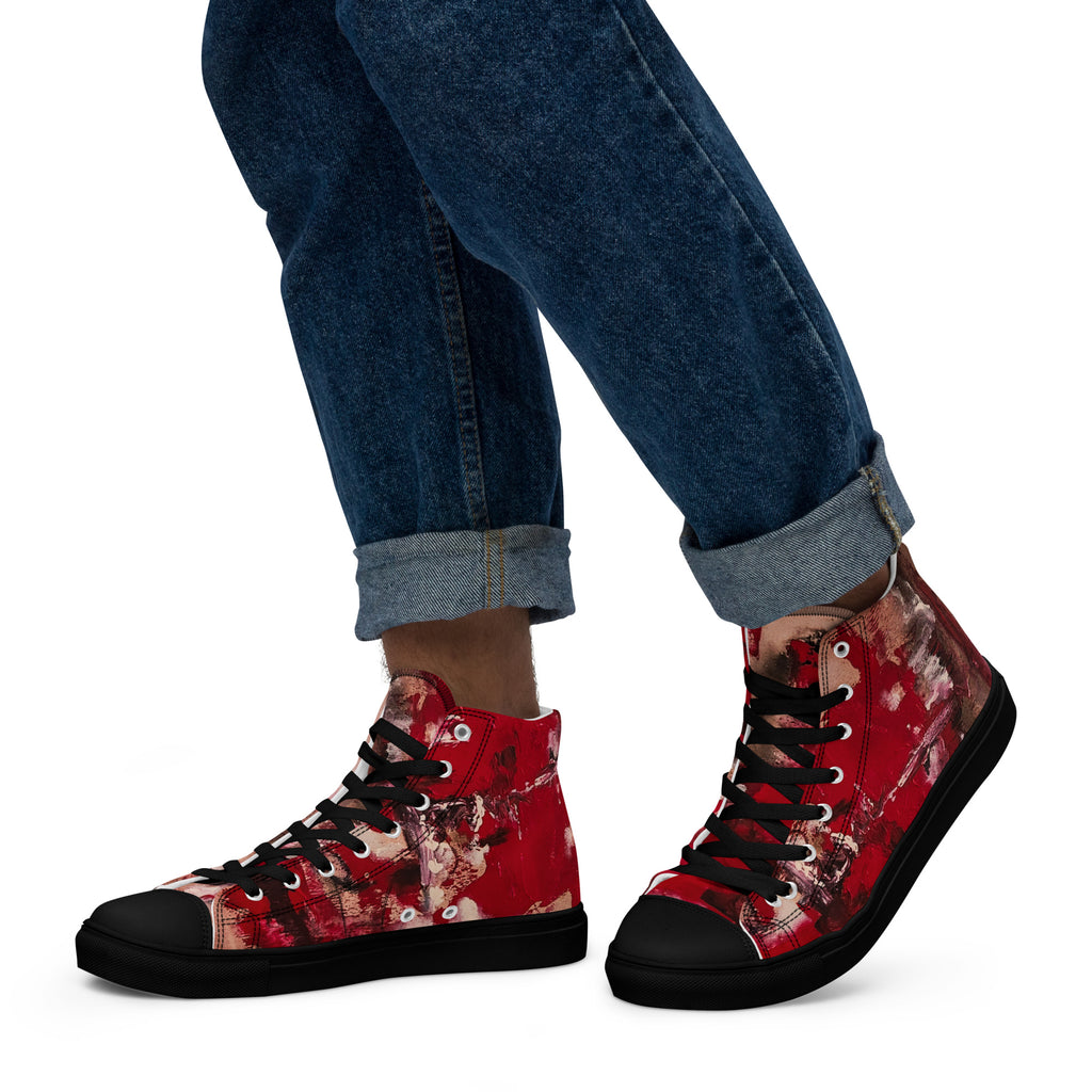 Men's High Top- Mismatch Red