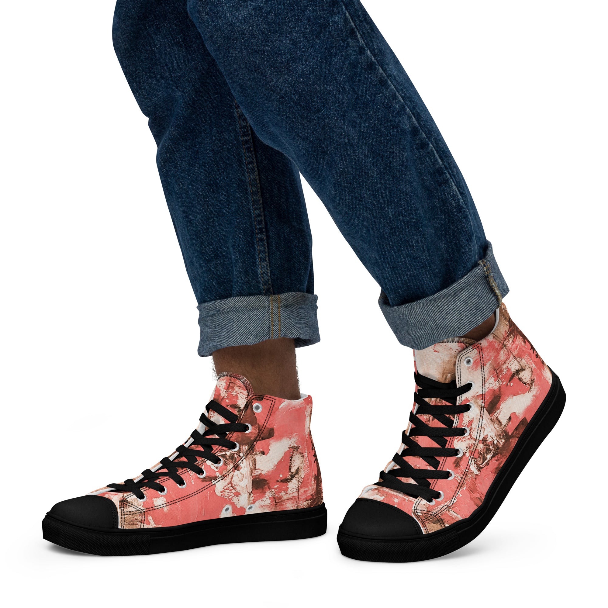 Men's High Top- Mismatch Peach