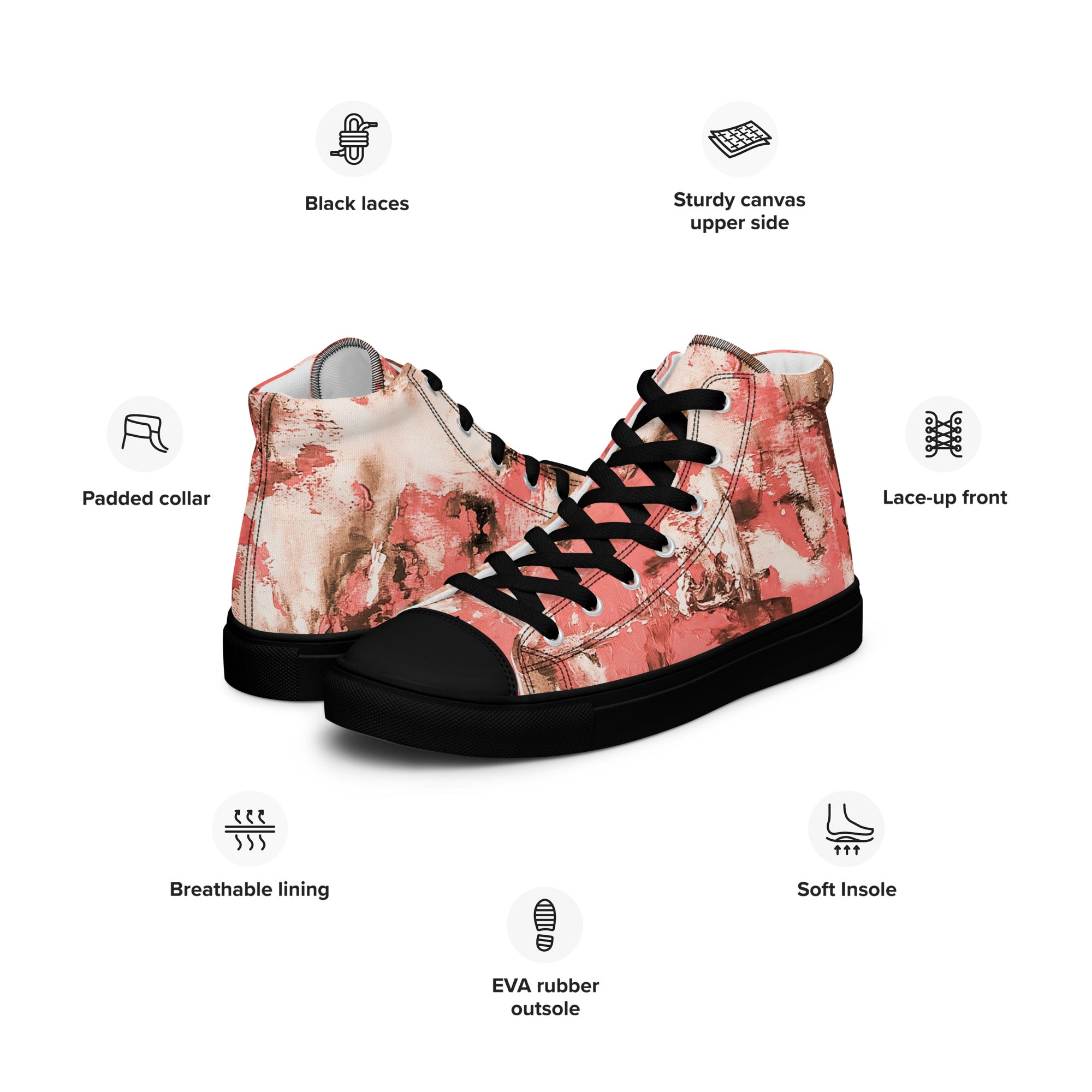 Men's High Top- Mismatch Peach