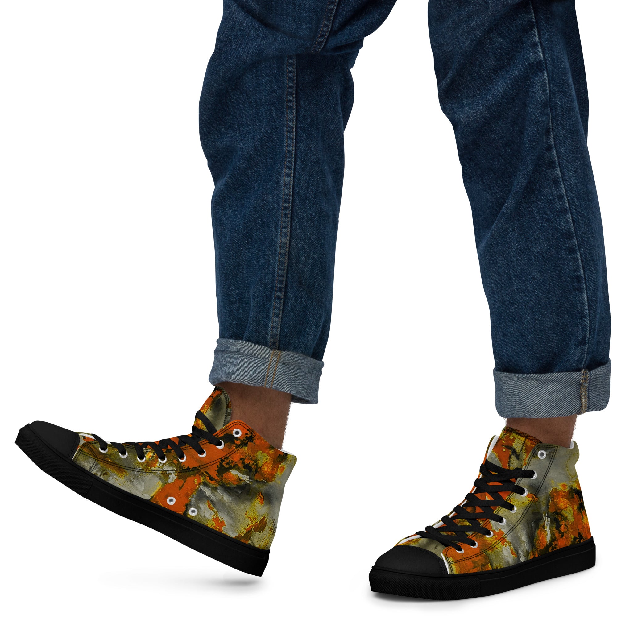 Men's High Top- Mismatch Orange