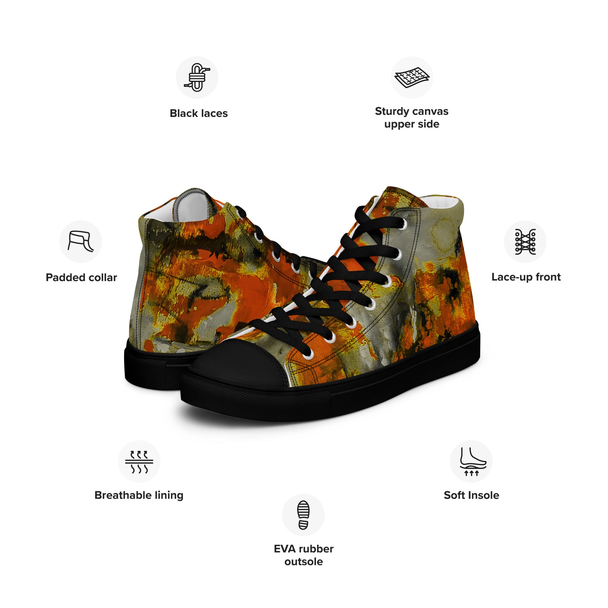 Men's High Top- Mismatch Orange