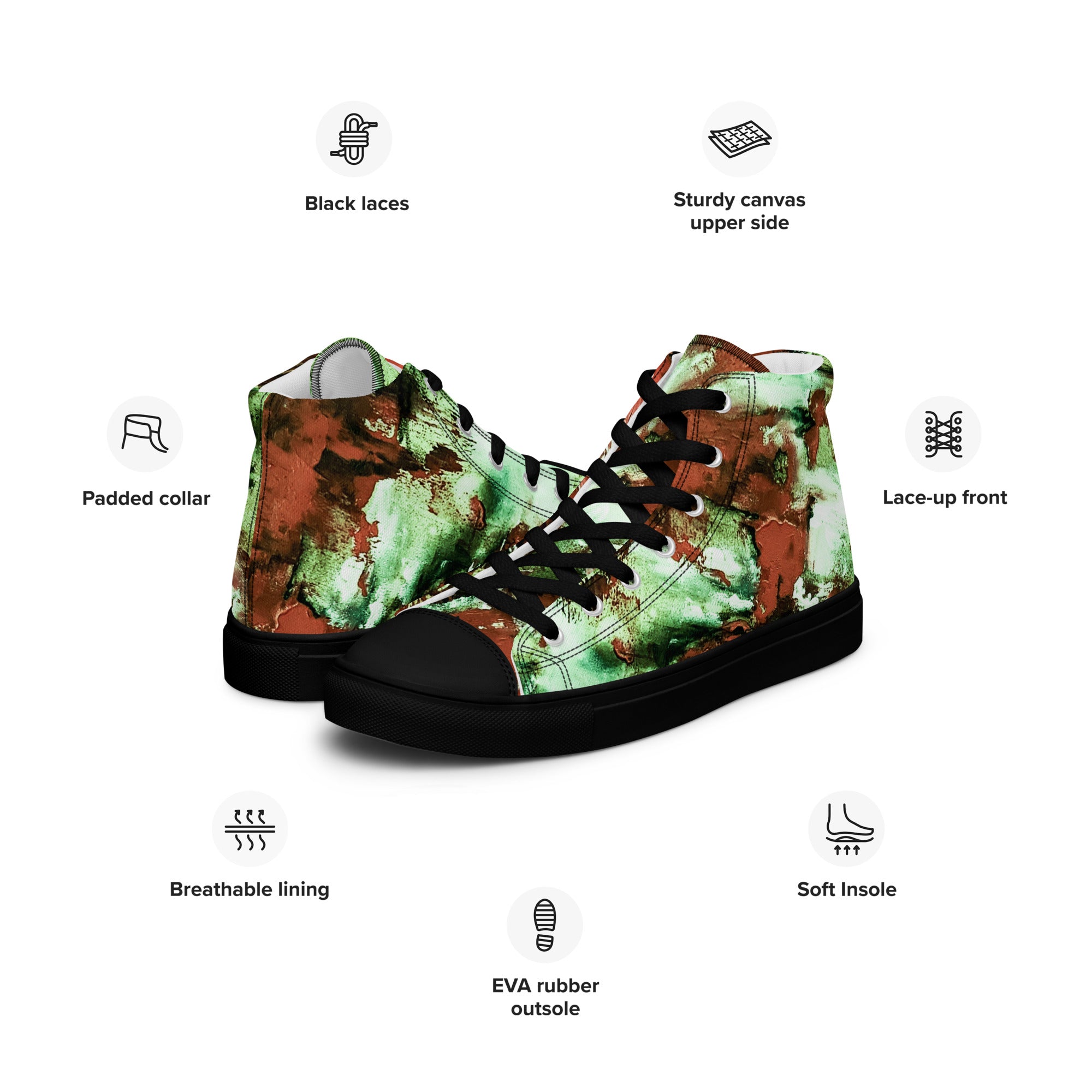 Men's High Top- Mismatch Green