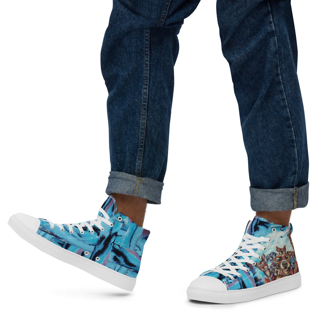 Men's High Top- Superhero Dogs