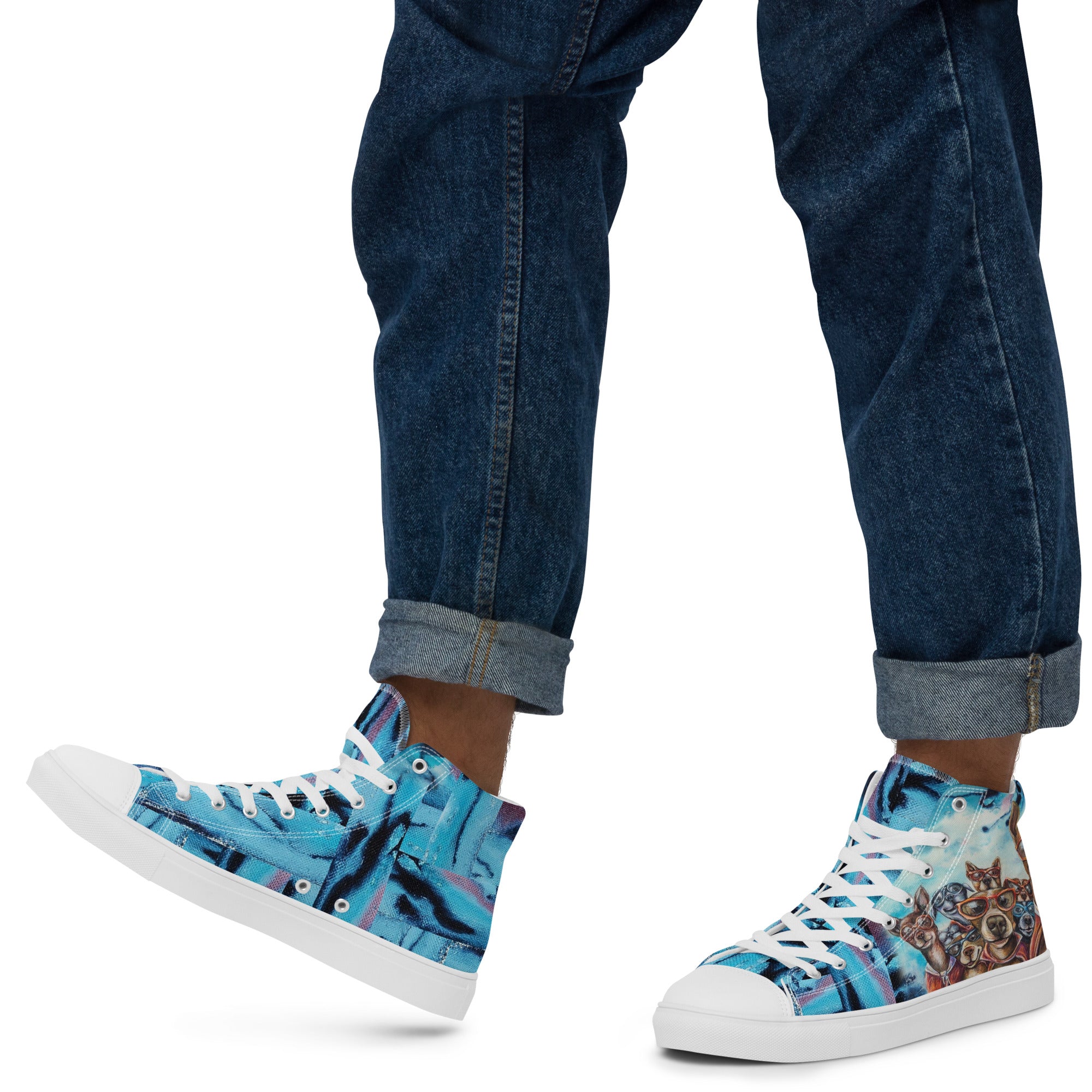 Men's High Top- Superhero Dogs