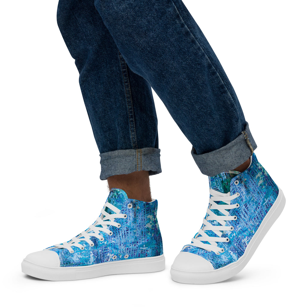 Men's High Top- Weave Blue