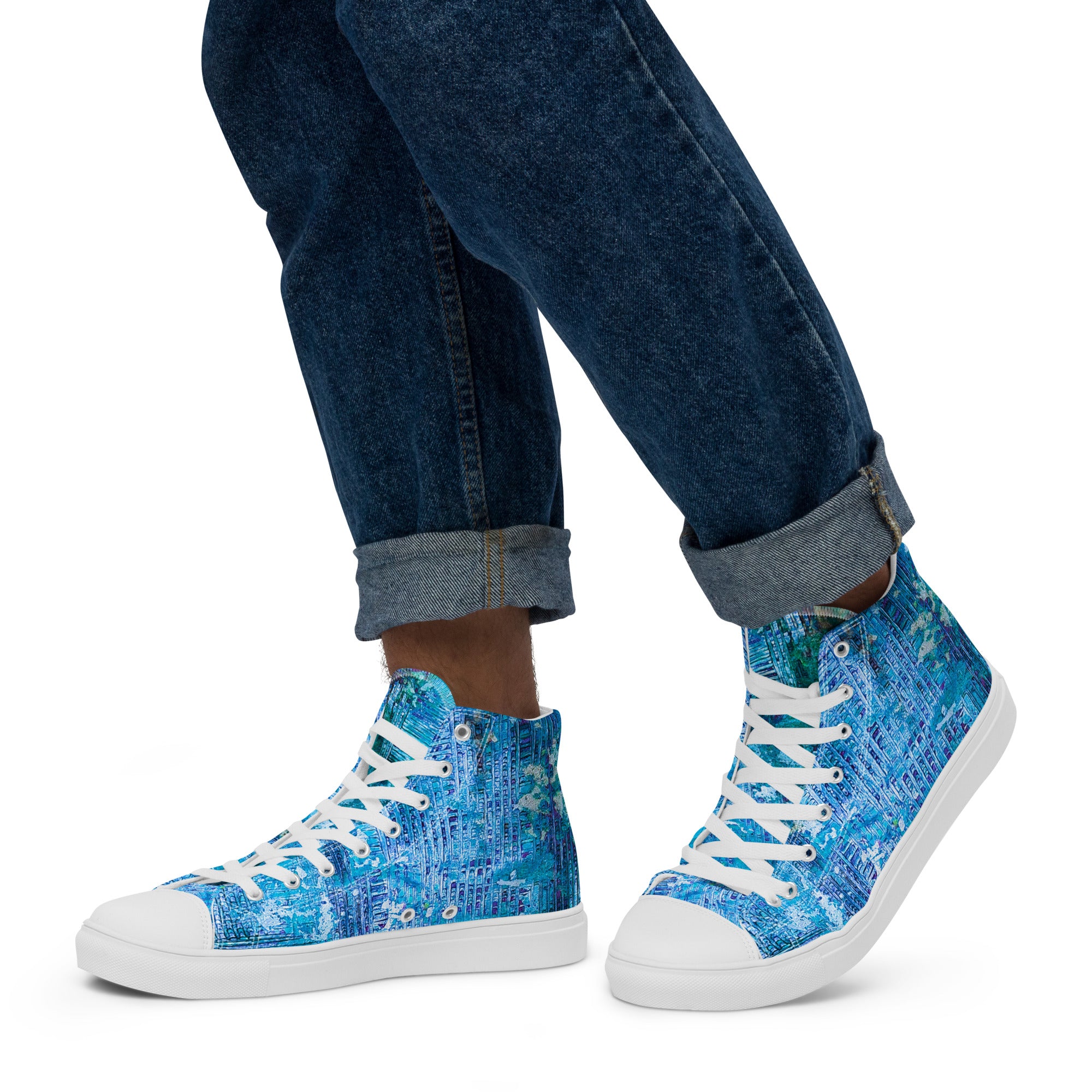 Men's High Top- Weave Blue