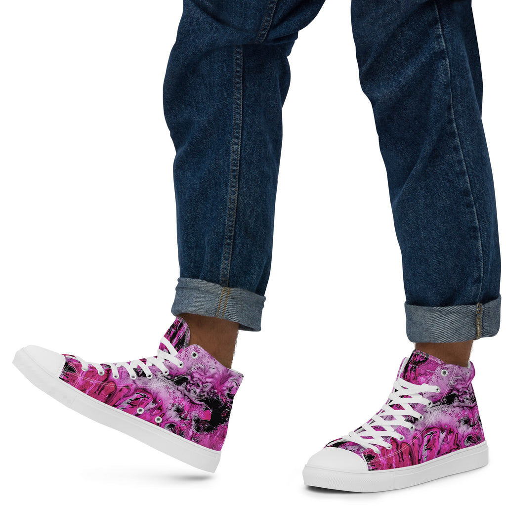 Men's High Top- Pink Marble