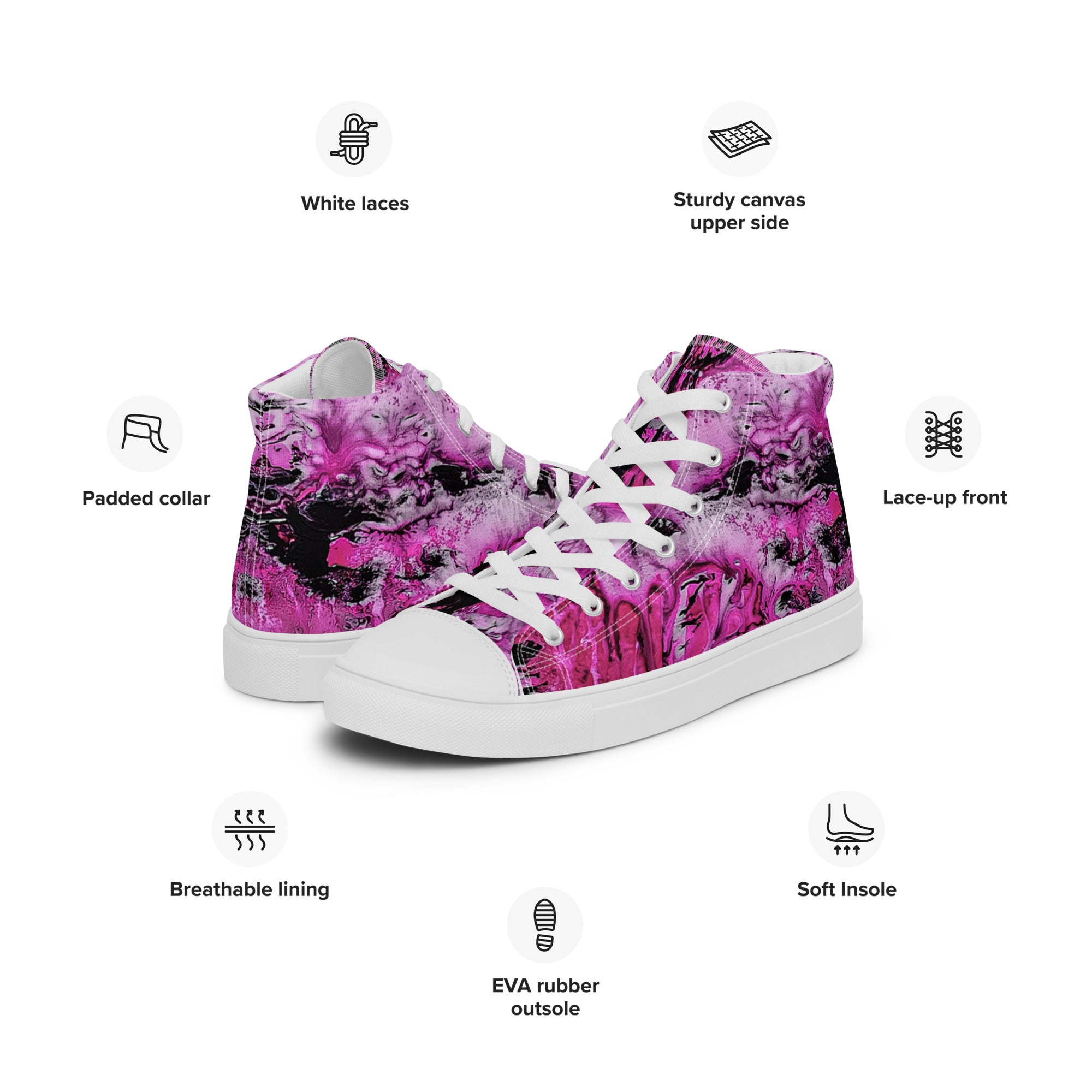 Men's High Top- Pink Marble