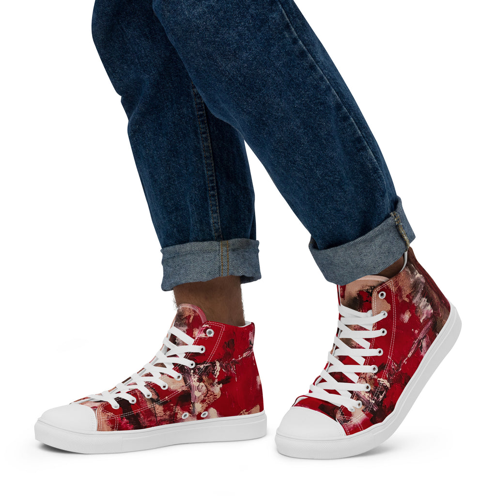Men's High Top- Mismatch Red