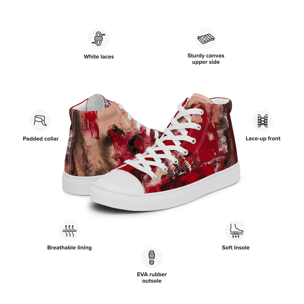 Men's High Top- Mismatch Red