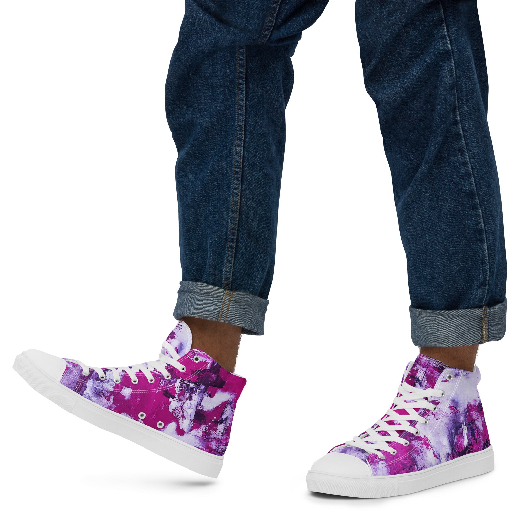 Men's High Top- Mismatch Pink
