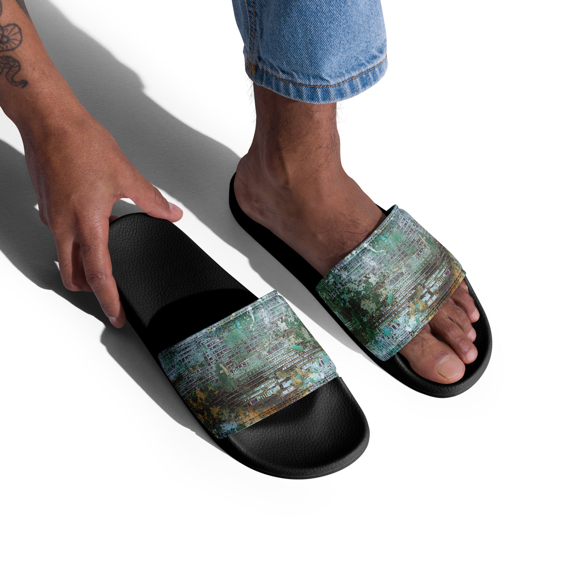 Men's slides- Weave Green