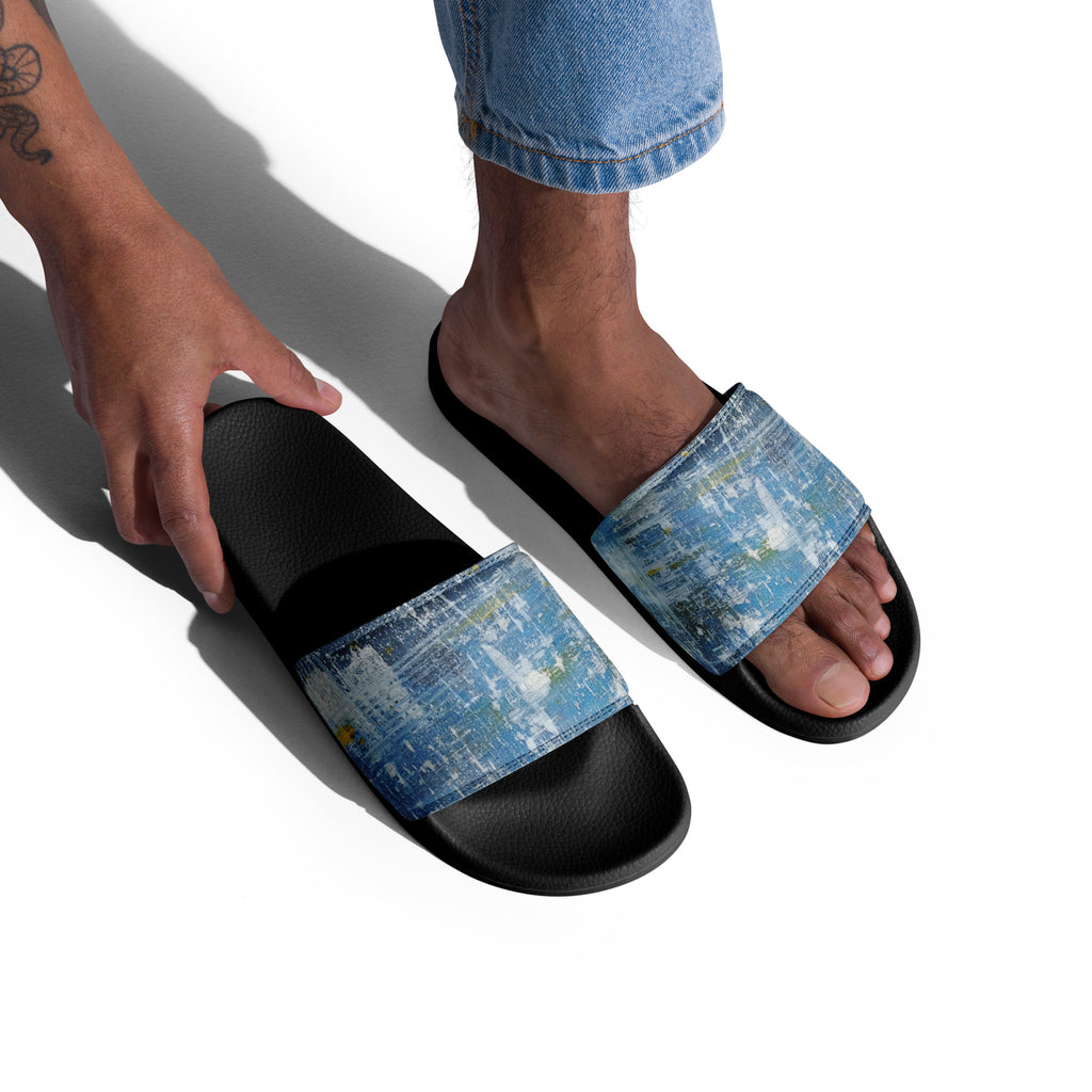 Men's slides- Denim Scrape
