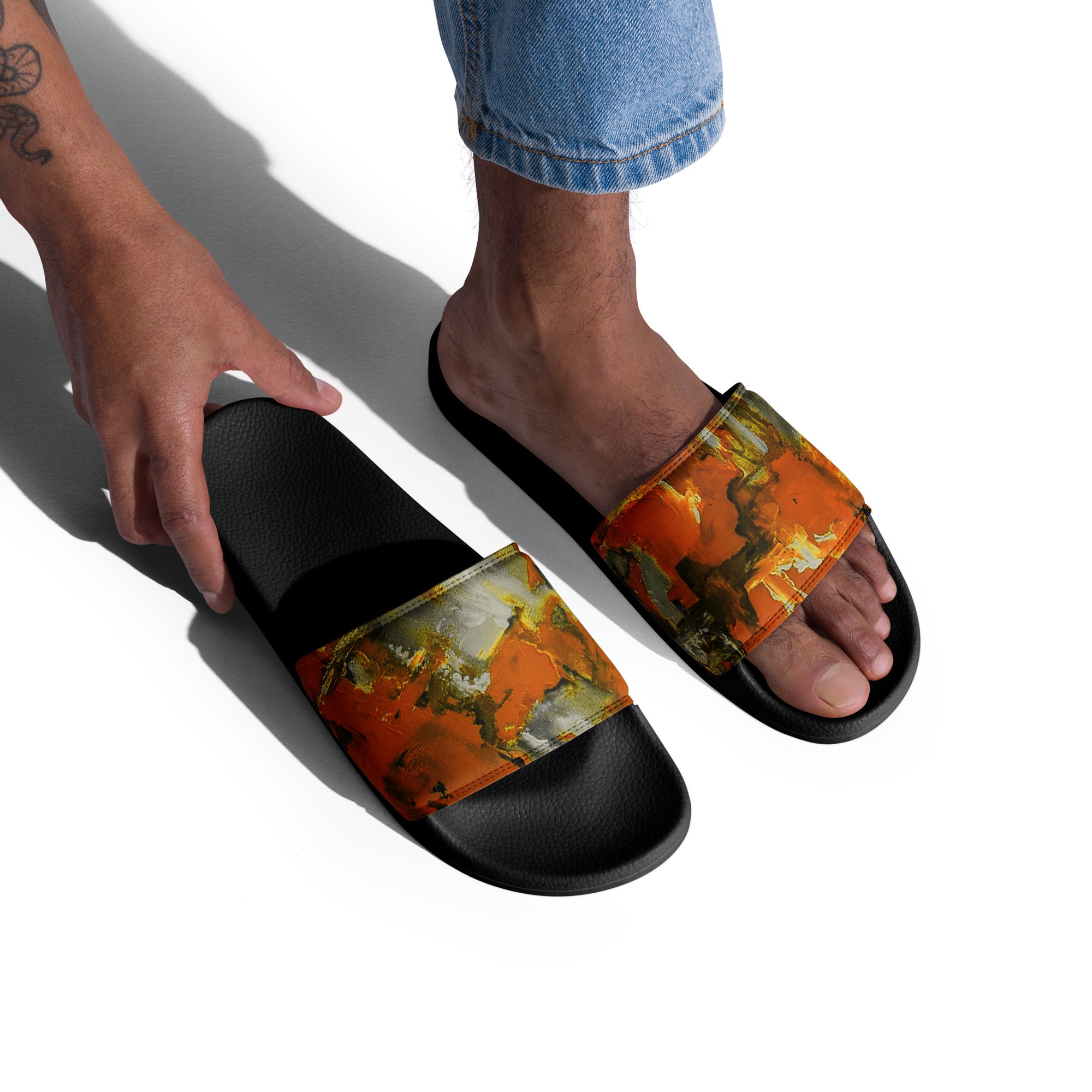 Men's Slides- Mismatch Orange