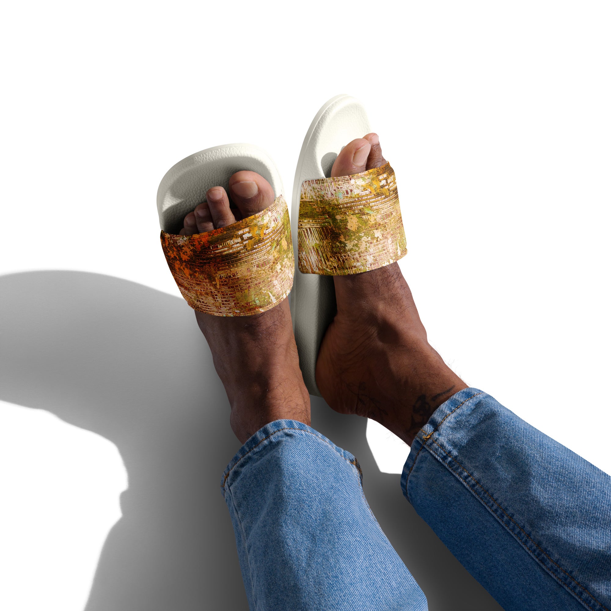Men's slides- Weave Golden