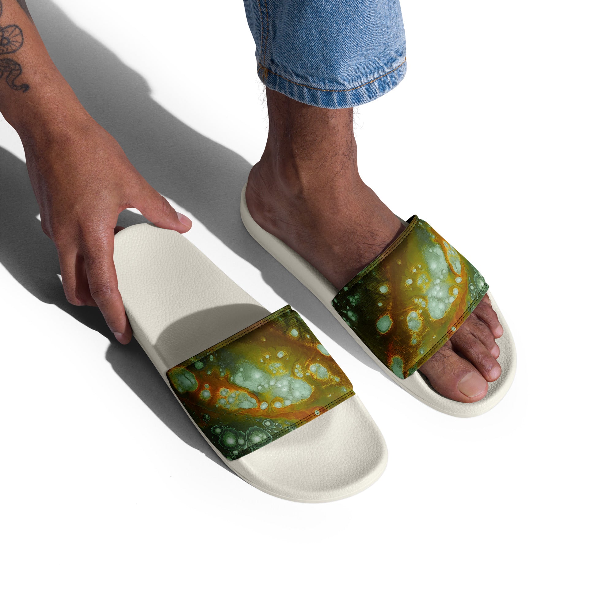Men's Slides- Galaxy Green a.k.a. Surface of Mercury