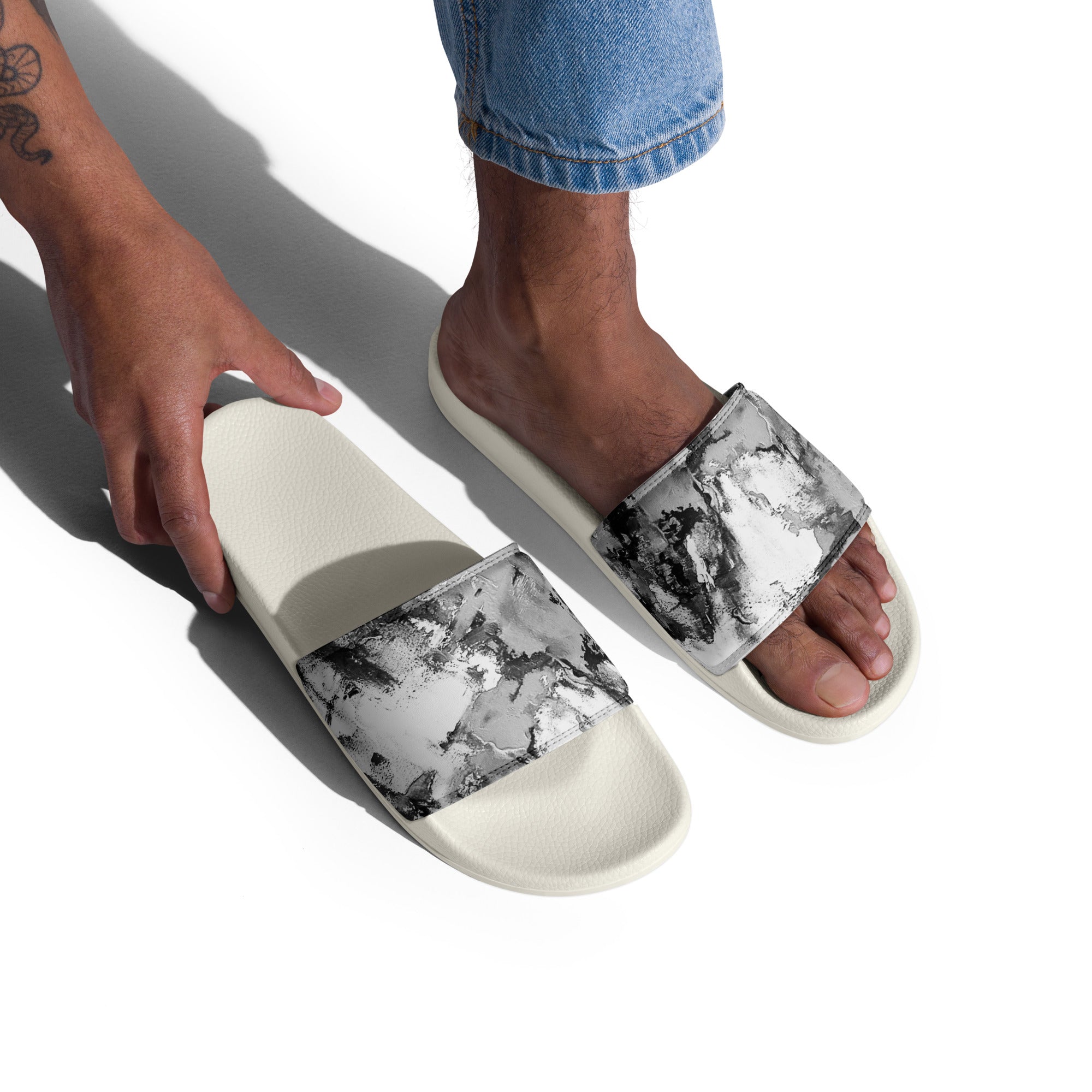 Men's Slides- Mismatch Grey