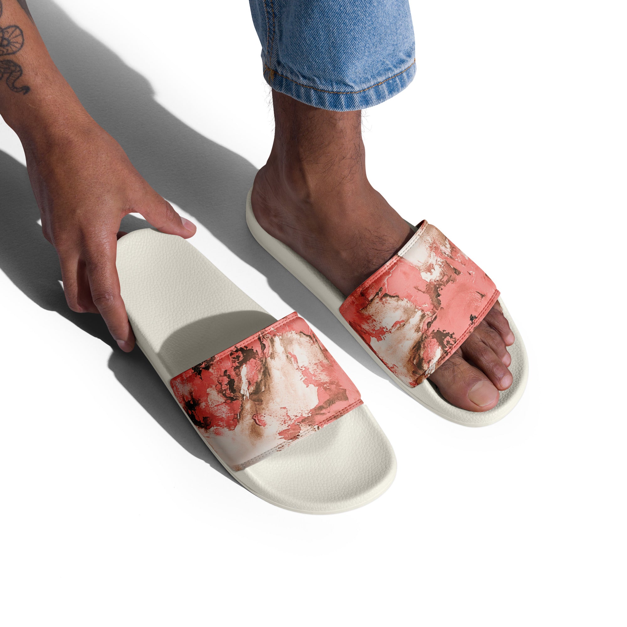 Men's Slides- Mismatch Peach
