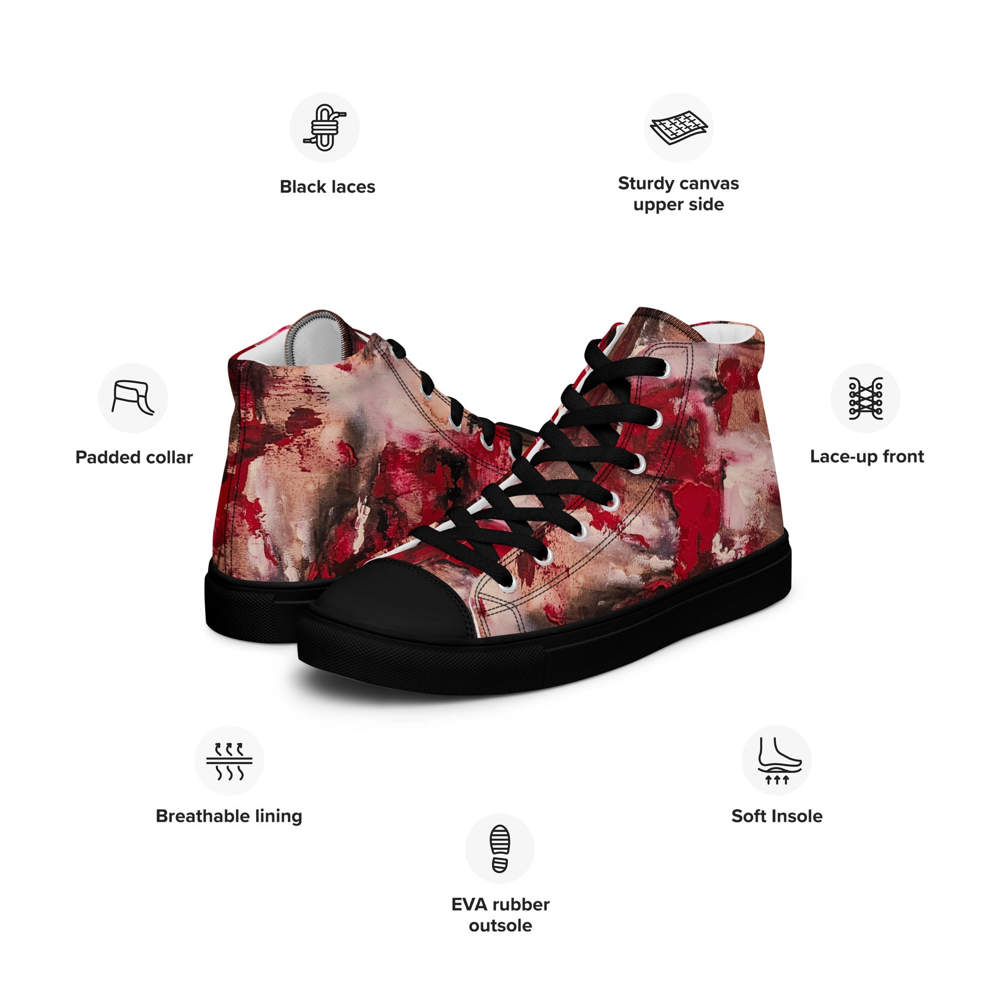 Womyn's High Top- Mismatch Red