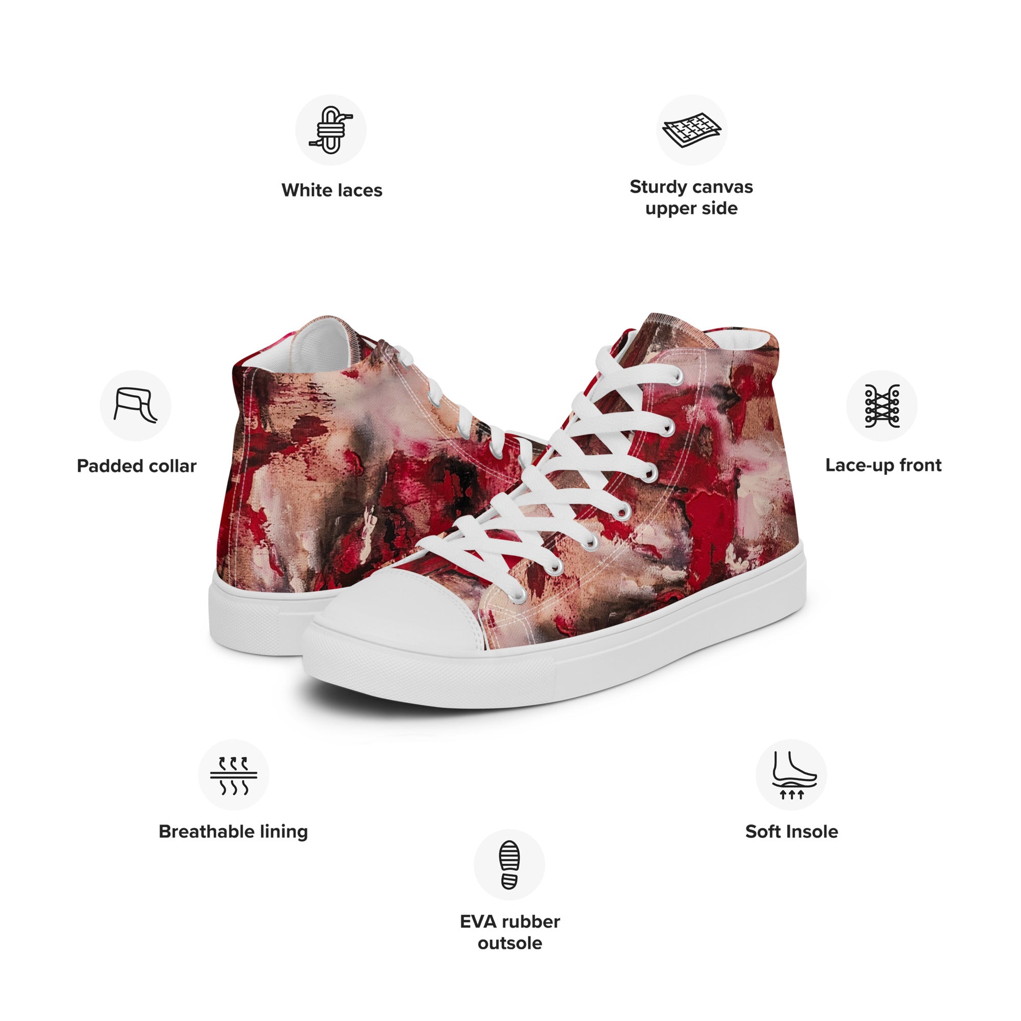Womyn's High Top- Mismatch Red
