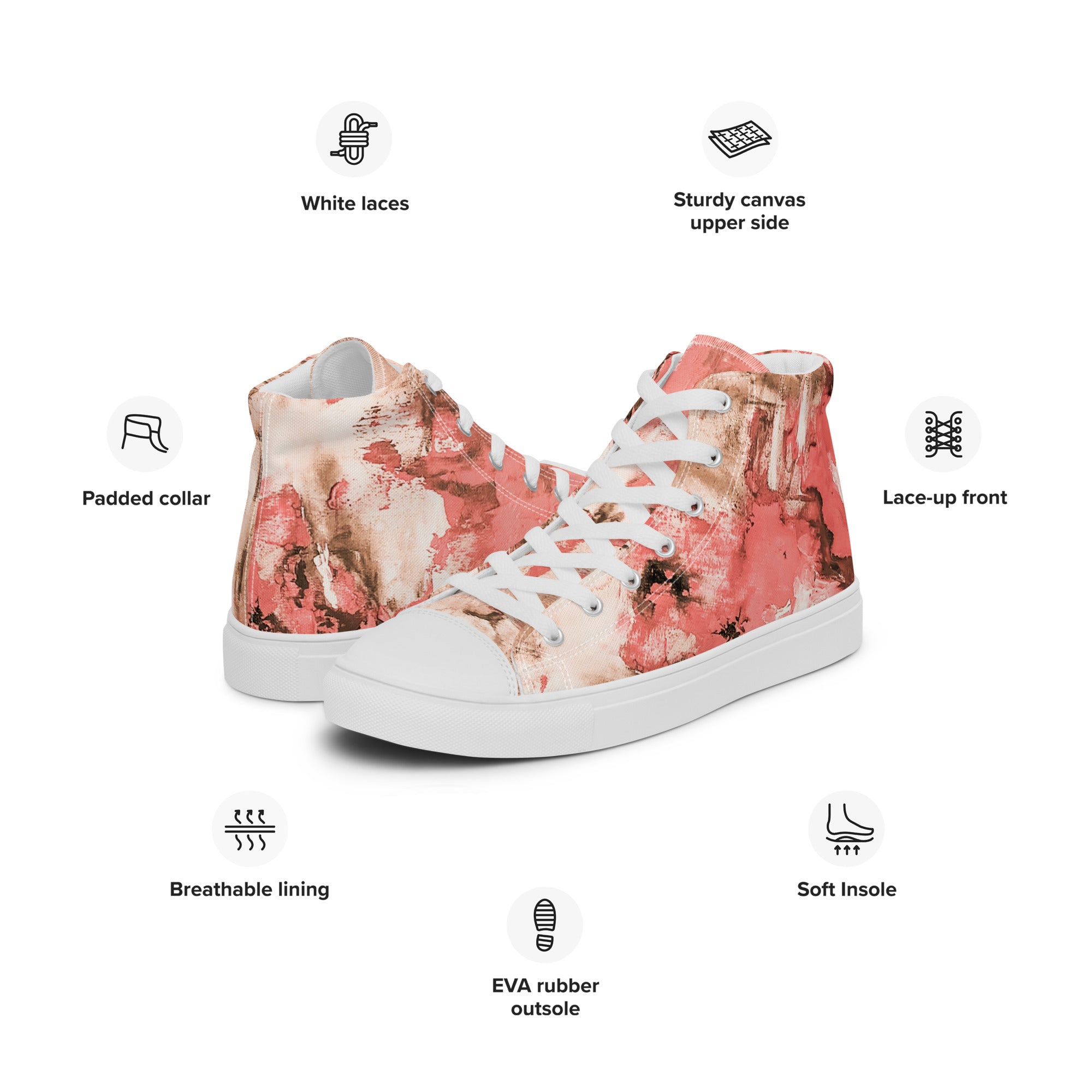 Womyn's High Top- Mismatch Peach