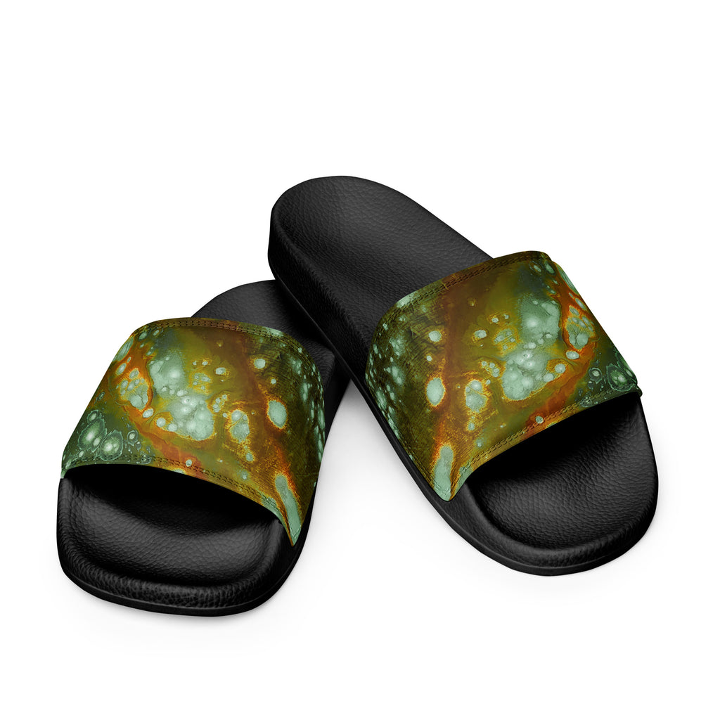 Womyn's Slides- Galaxy Green a.k.a. Surface of Mercury