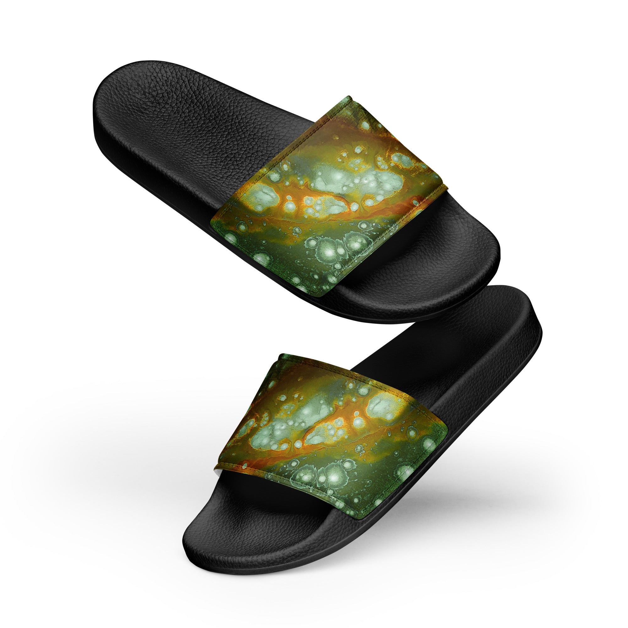Womyn's Slides- Galaxy Green a.k.a. Surface of Mercury