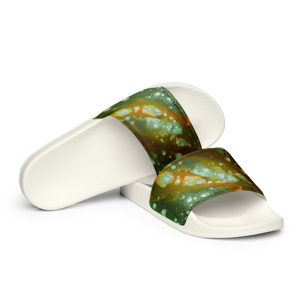 Womyn's Slides- Galaxy Green a.k.a. Surface of Mercury